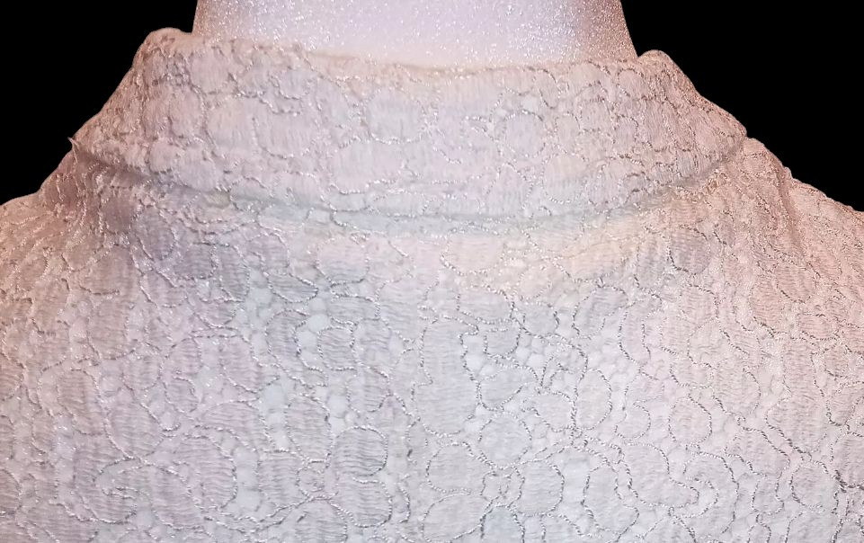 Vintage 1930s/40s White Lace Doleman Sleeve Fitted Waist Pearl Button Blouse XXS