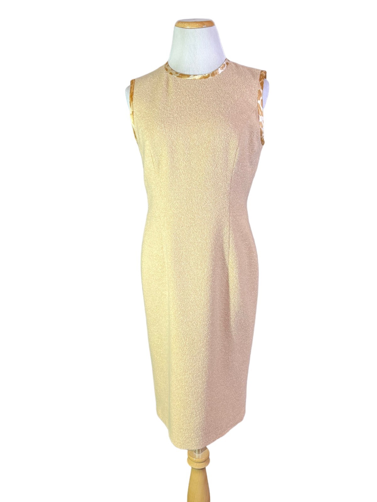 Vintage Escada by Margaretha Ley Size 6? Tan Sheath Dress Zip Back Lined