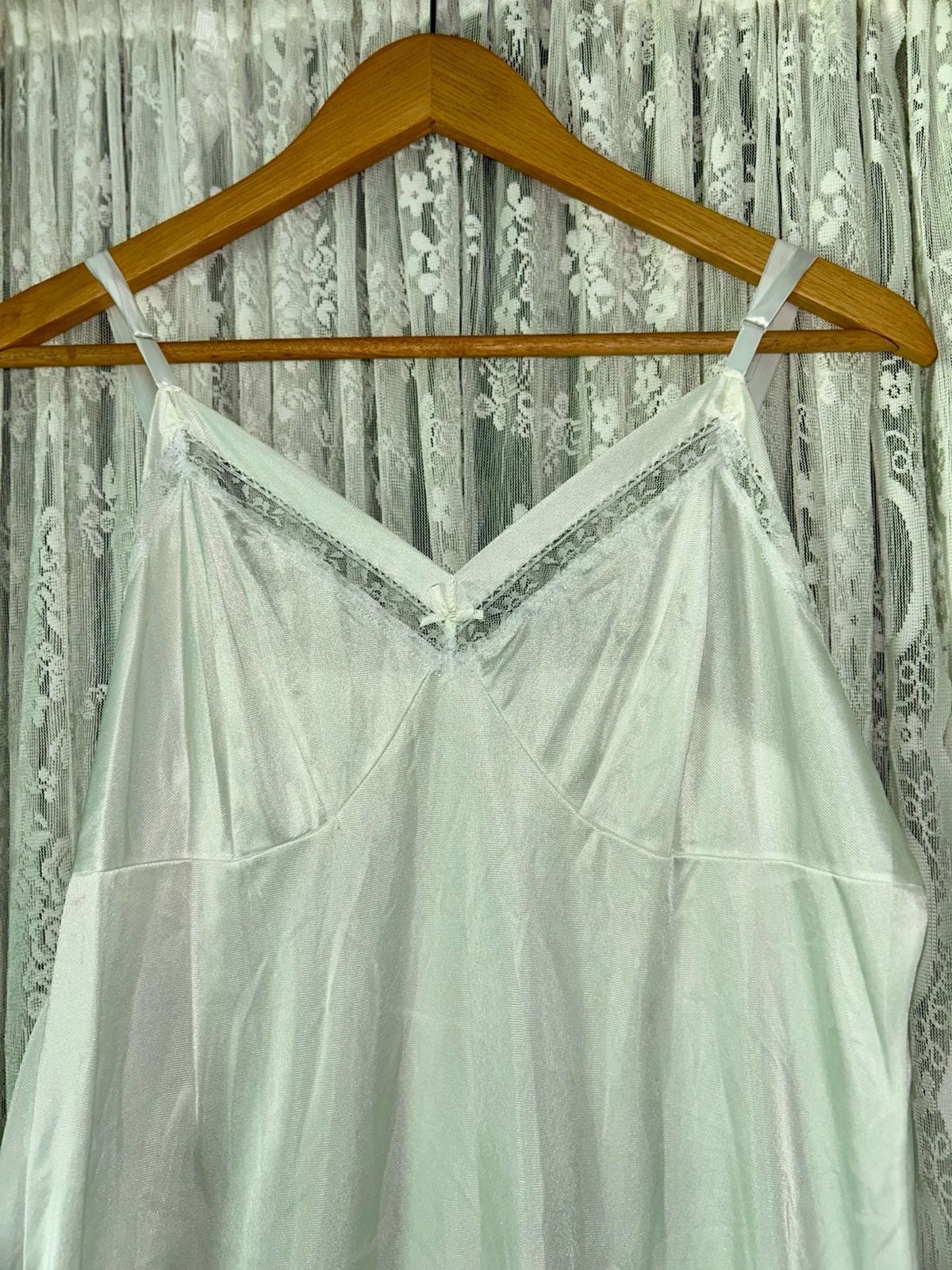 Vintage 70s LORRAINE White Nylon Full Slip Dress