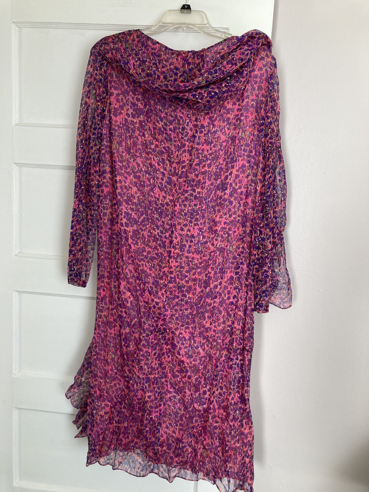 Sara Fredrick’s 1960s Vintage Pink Glitter Versatile Silk Wraparound Scarf Dress