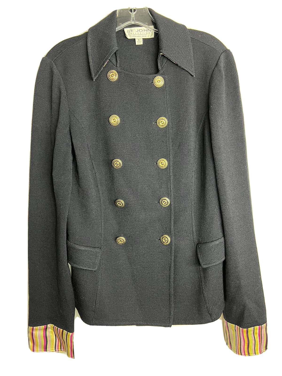 VINTAGE ST. JOHN MARIE GRAY SWEATER KNIT JACKET Y2K 2000s CLASSY CHIC 6