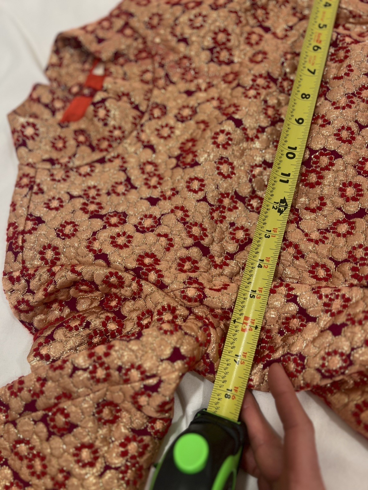1960s Belliciano New York Brocade Coat Dress Gold Red Floral Saks