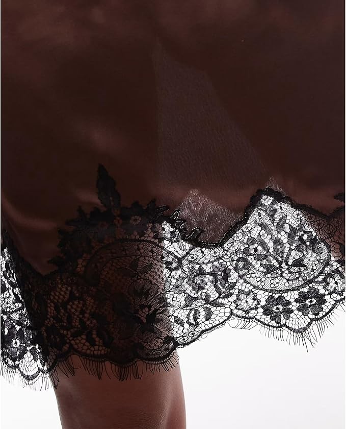 Meiweileya Women’s Lace Silk Satin Slip Skirt Low Rise Layered ONE SZ