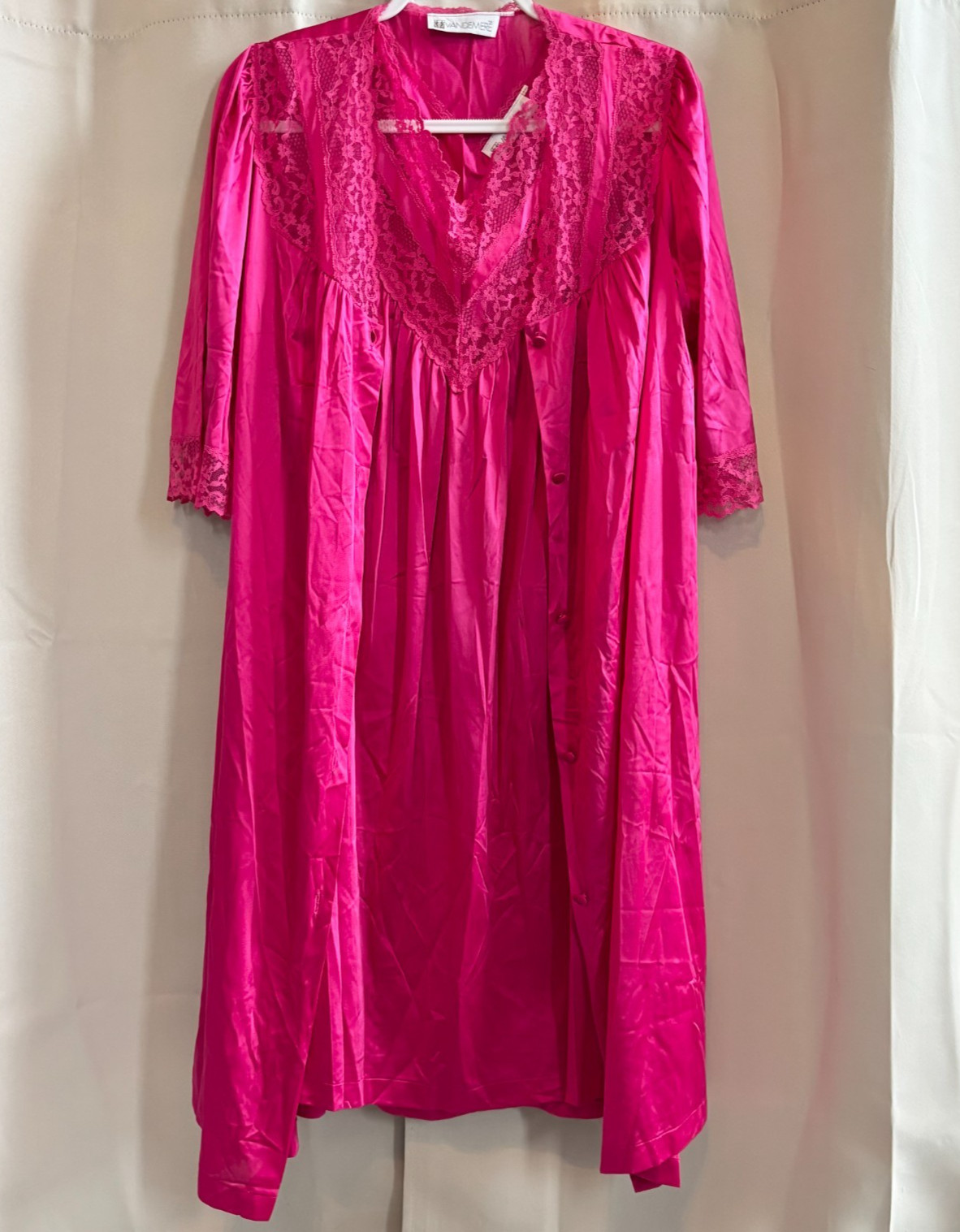 Vtg Vandemere Nightgown Robe Set Satin Lace Old Money Large Regency Boho 19285x