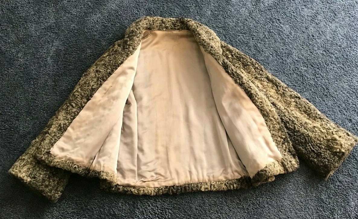 Persian Lamb Jacket Vintage Size Medium (8-10) Variegated Gray Boho Retro