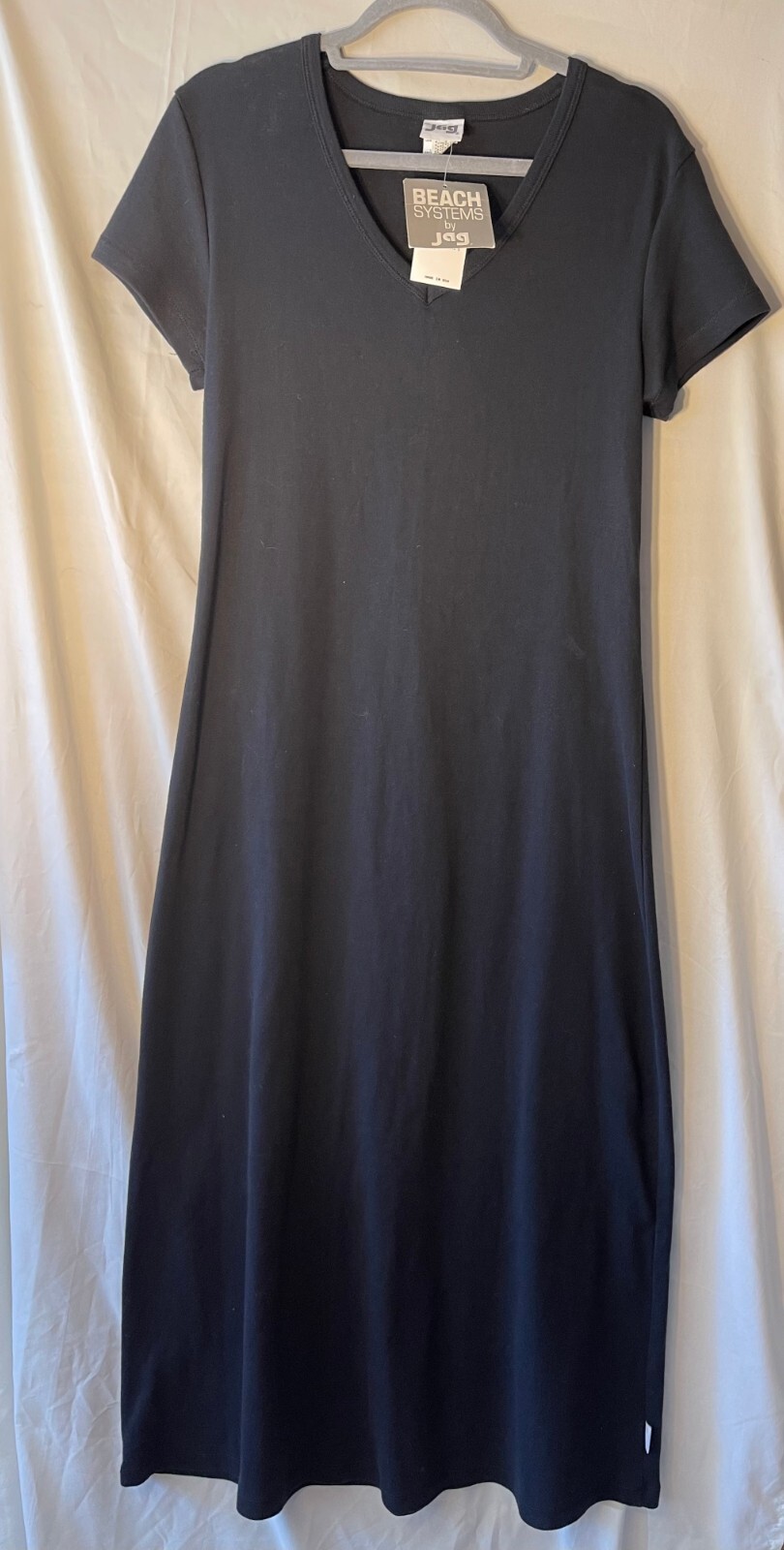 VINTAGE: BEACH SYSTEMS BY JAG, WOMEN’S S, BLACK A-LINE MIDI DRESS, NEW TAGS