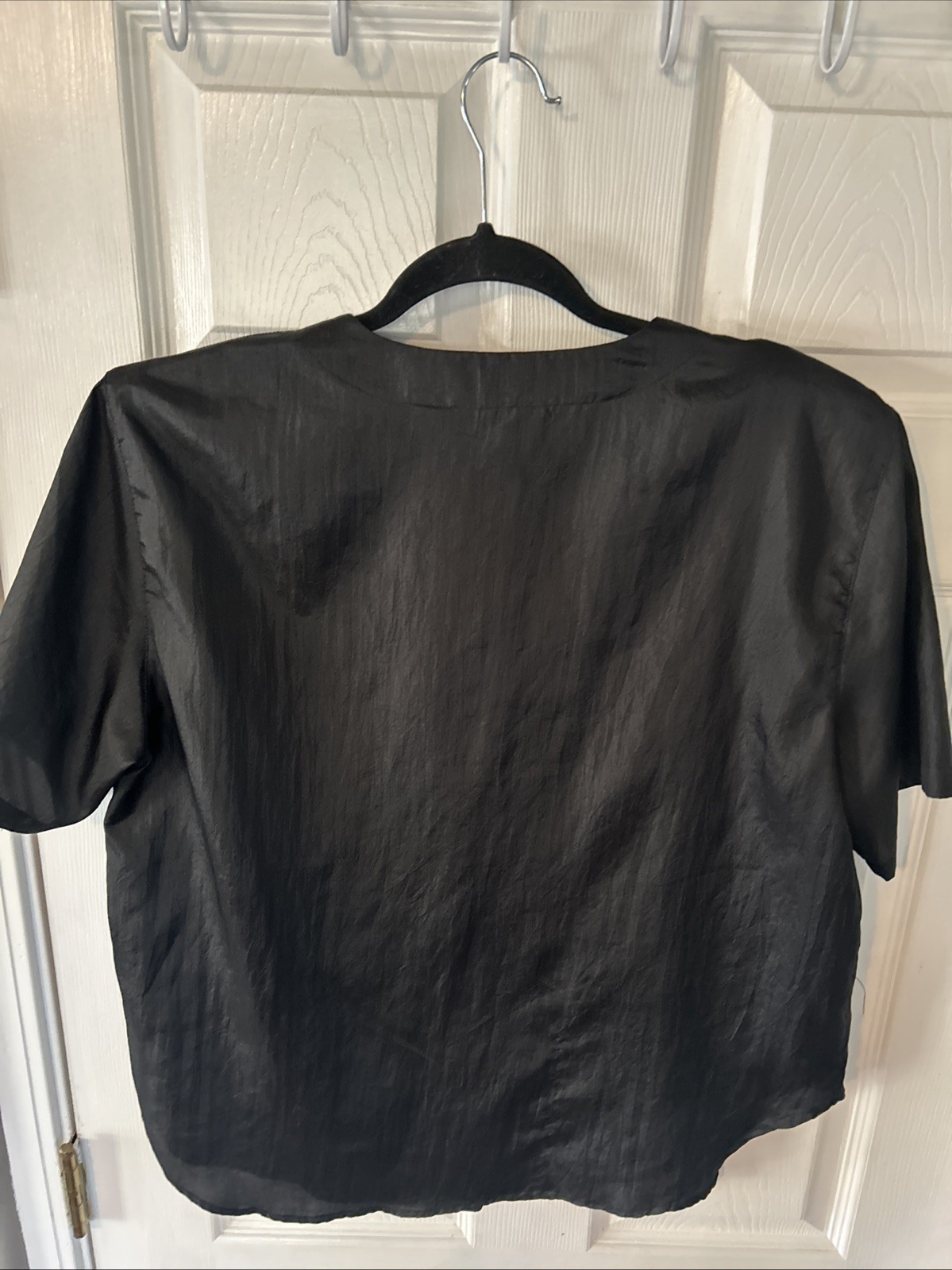 Vintage 80s Ashleigh Morgan Black Silky Polyester Pullover Blouse Size L
