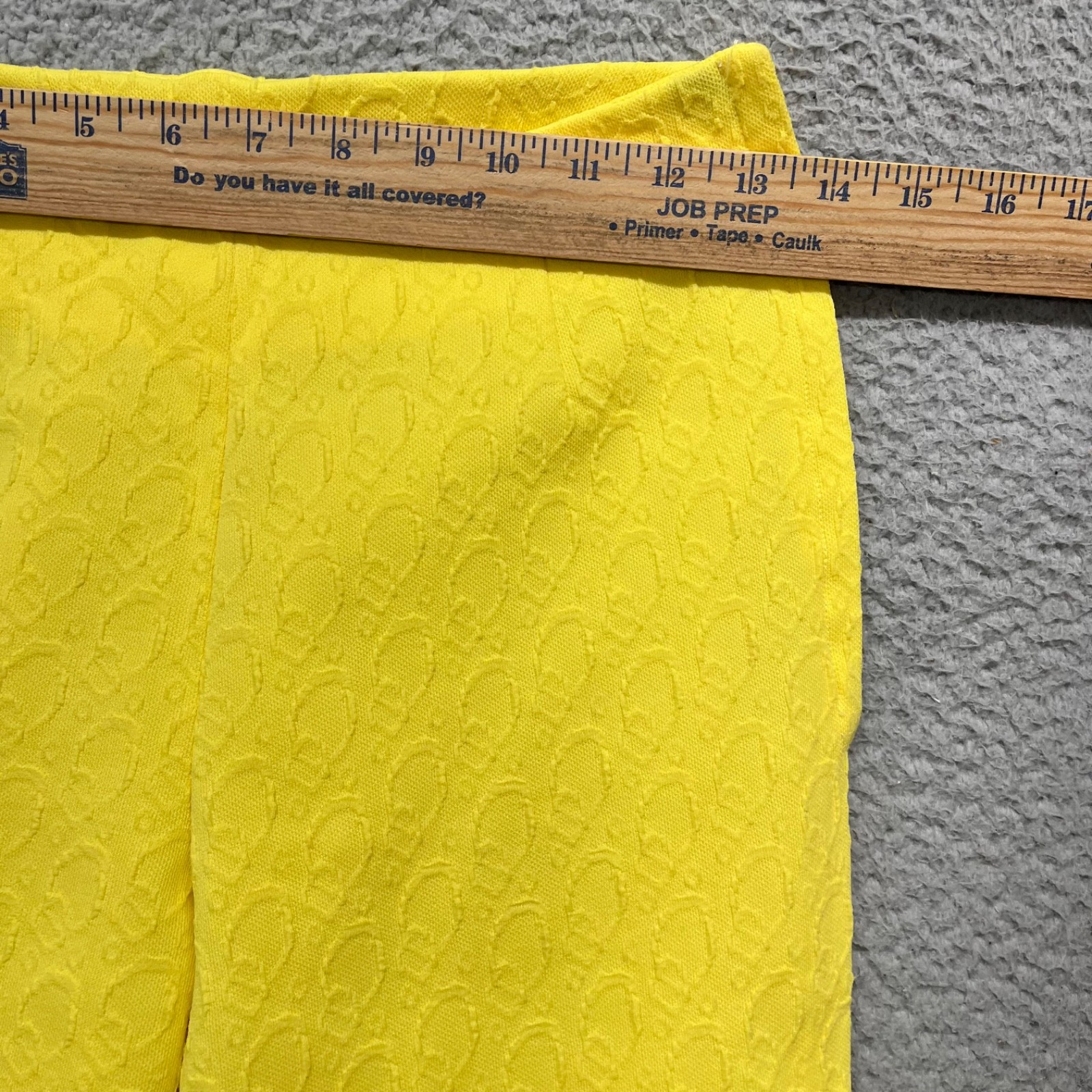 60’s Leisure Pant Set Womens S Yellow Geometric Textured Dacron Polyester 70’s