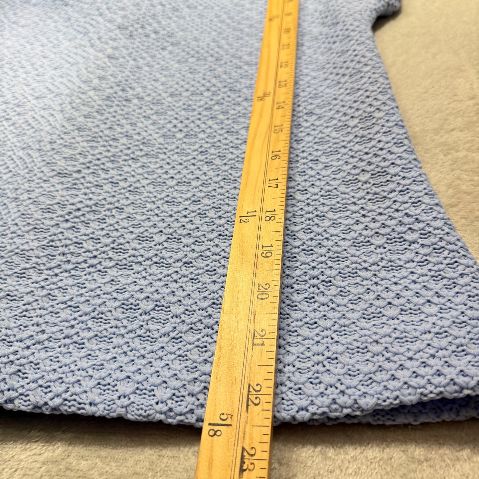 Vintage Blair Blue Textured Knit Cap Sleeve Top Size 8 90s Made in USA