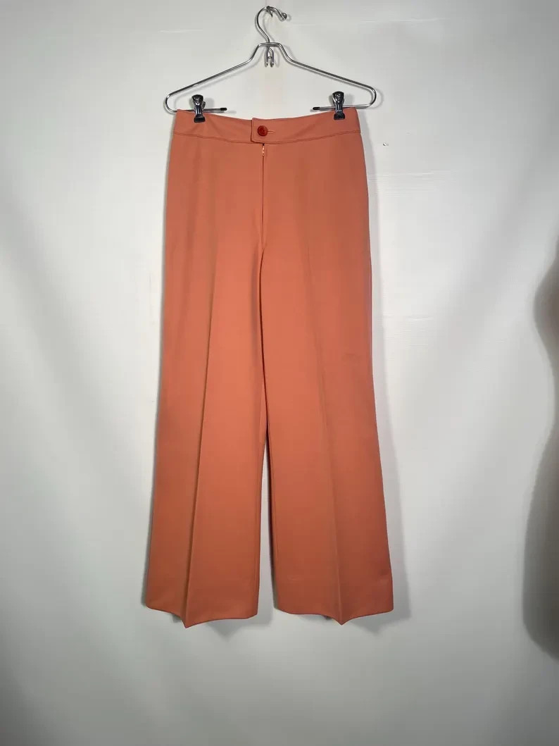 Vintage 1970s Terracotta Wide Leg Pants Size 27 x 28