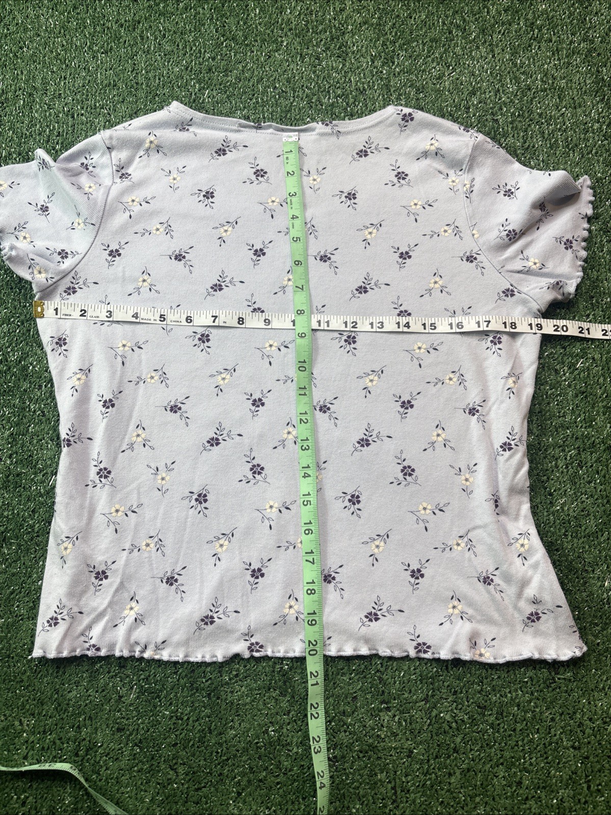 Vtg 90’s Basic Editions Short Sleeve Top Knit Floral Flowers Size Large