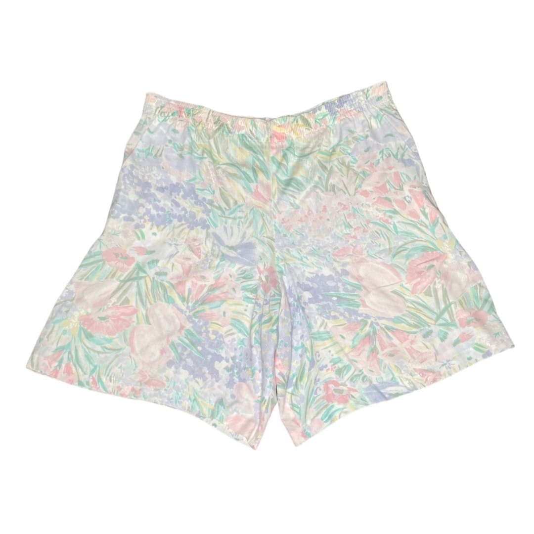 80’s Vintage High Waisted Pastel Culottes Shorts size 14 Abstract Floral Cottage
