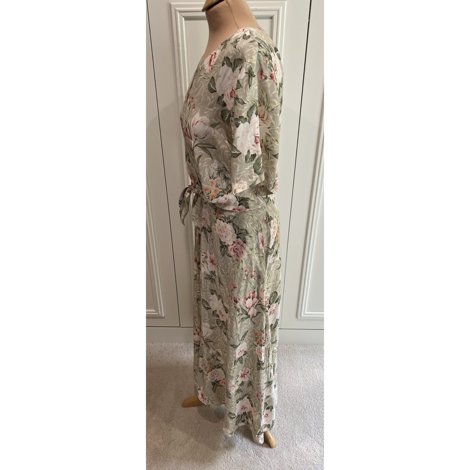 Vintage Carol Anderson Button Front Maxi Dress Size 10 Floral 80s Cottagecore