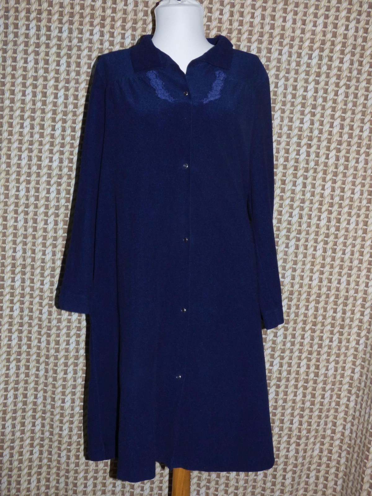 Vintage Vanity Fair Navy Polyester Blend Bathrobe Size L B:48 W:48 H:50 L:35.5