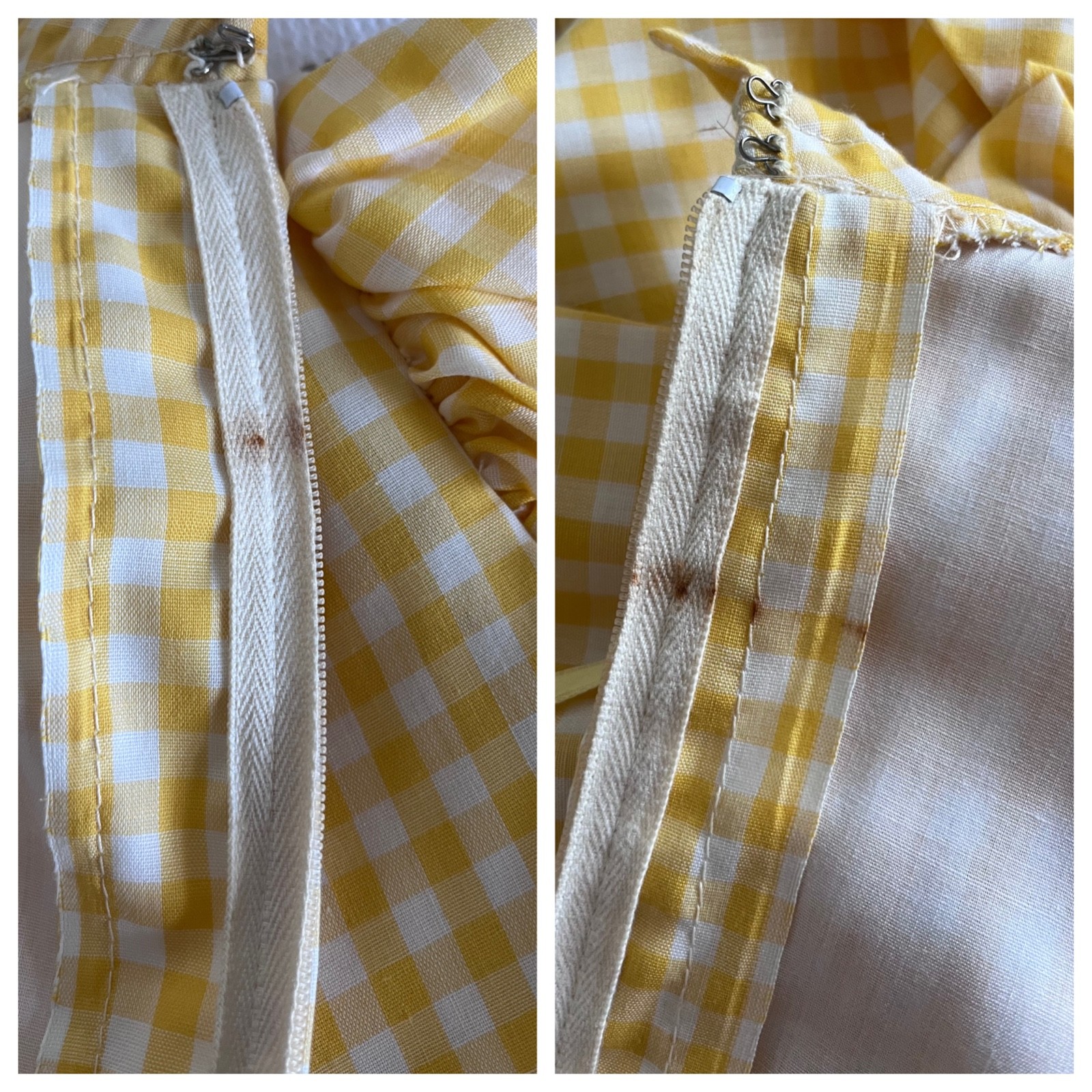 Vintage 1960s yellow Gingham Prarie Dress Size 2