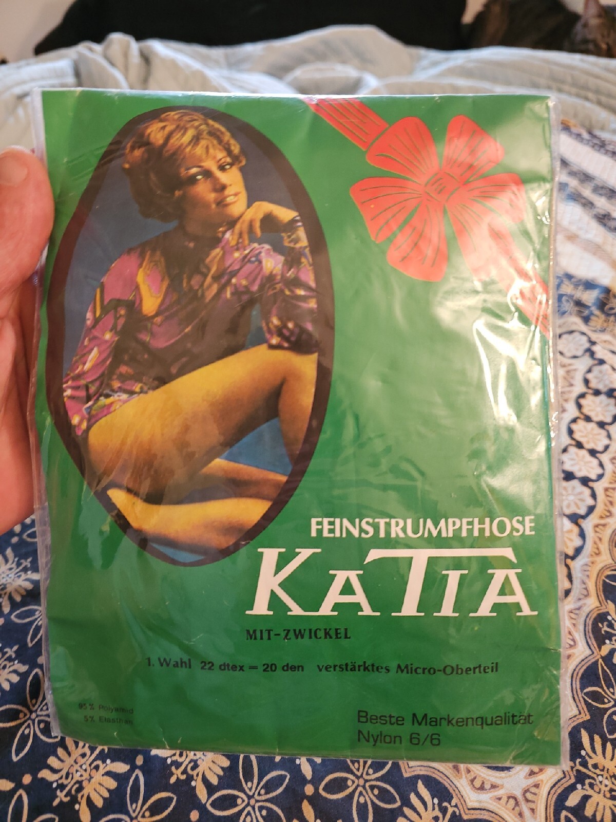 NOS VTG 1960s/70s Feinstrumpfhose KATIA Nylon 6/6 MADE IN ITALY 20 Den Krepp NEW