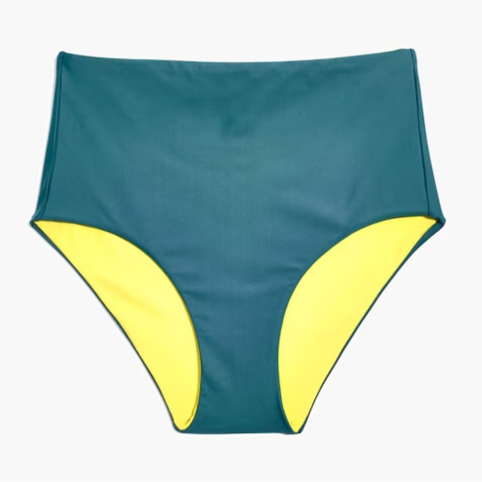 Madewell Second Wave Reversible Bikini Bandeau Top Retro High Waist Bottom Sz M