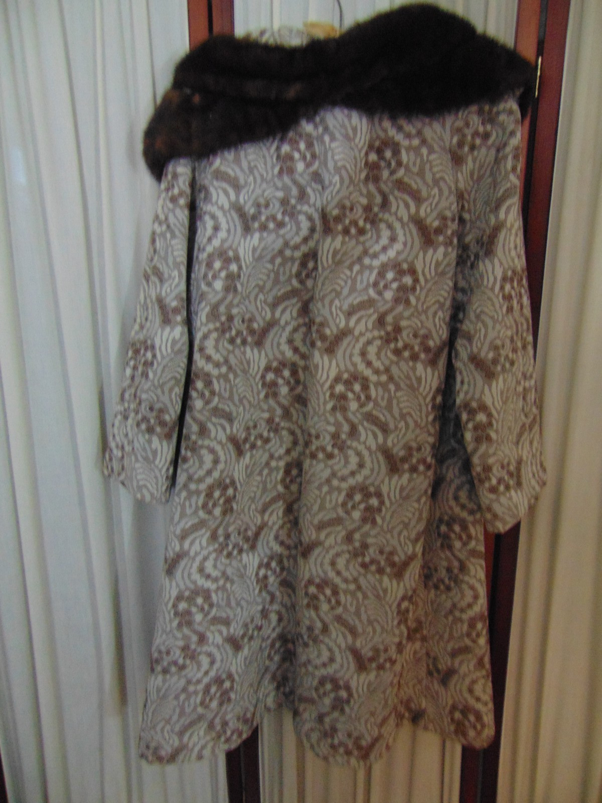1950s Brocade Swing Coat w/Mink Collar by Golet- Large-ELEGANT & CLASSY – SALE
