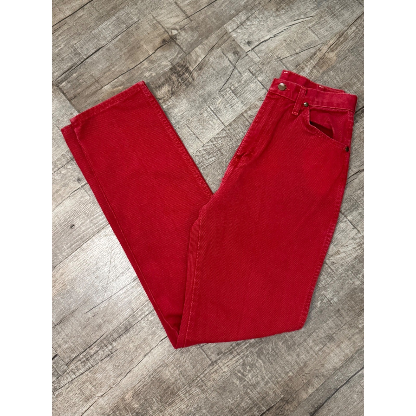 Vintage Wrangler Red High Waisted Straight Leg Denim Jeans Womens 26 Inch Waist