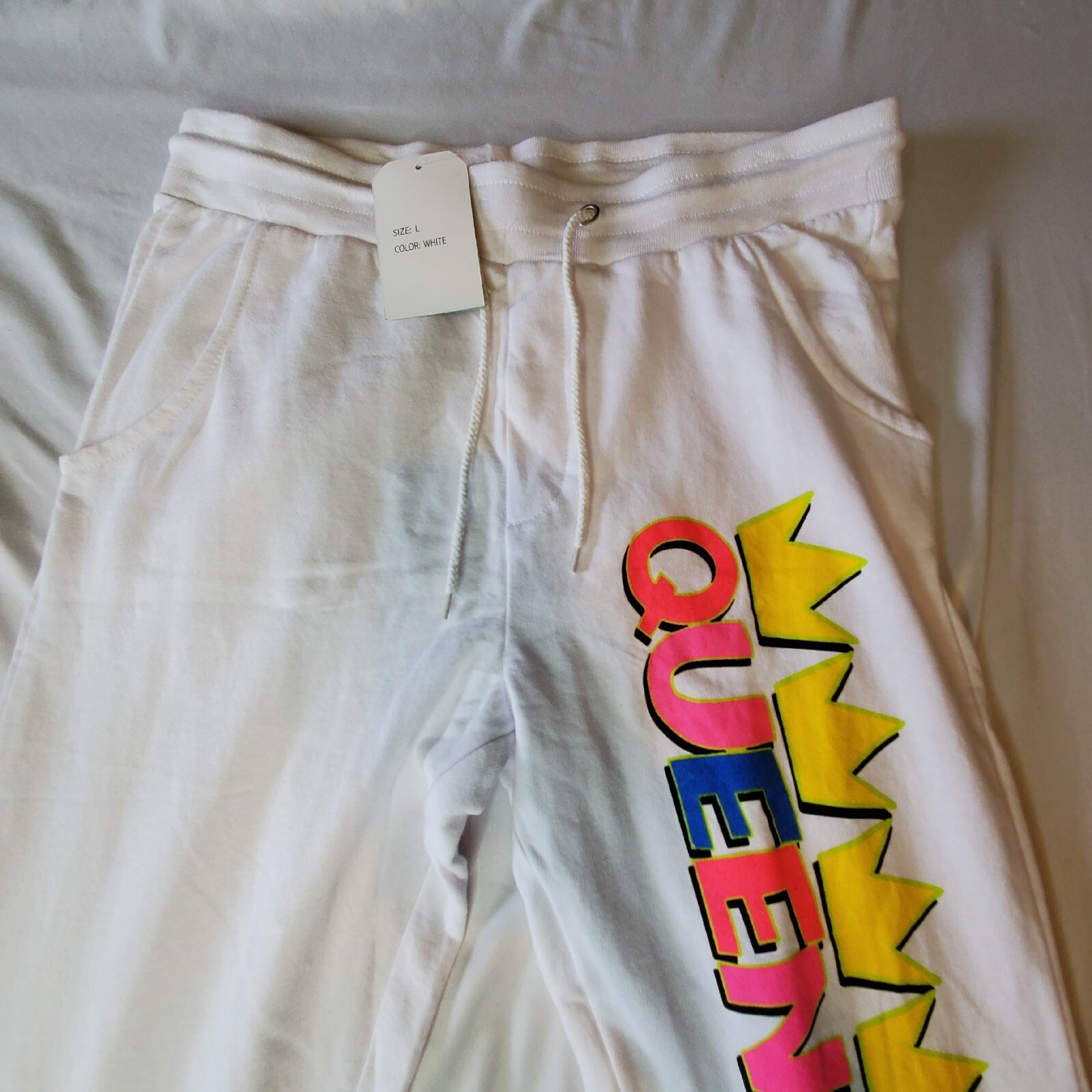On Fire 2pc Queens Sweat Suit Junior’s Size L NWT 18Wx24L Shirt & 30×28.5 COTTON