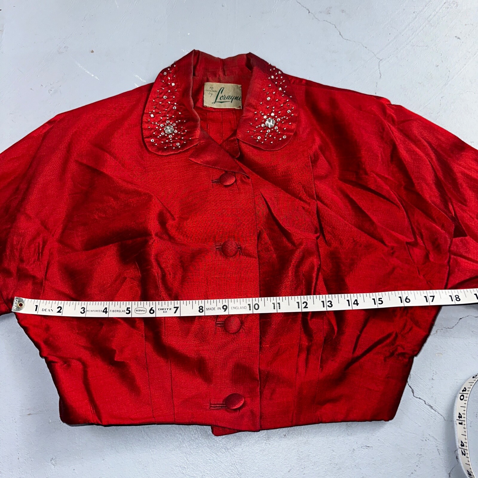 Real Vintage 1940s Lorayne Original Long Red Top Button Down Dress Women’s 40s