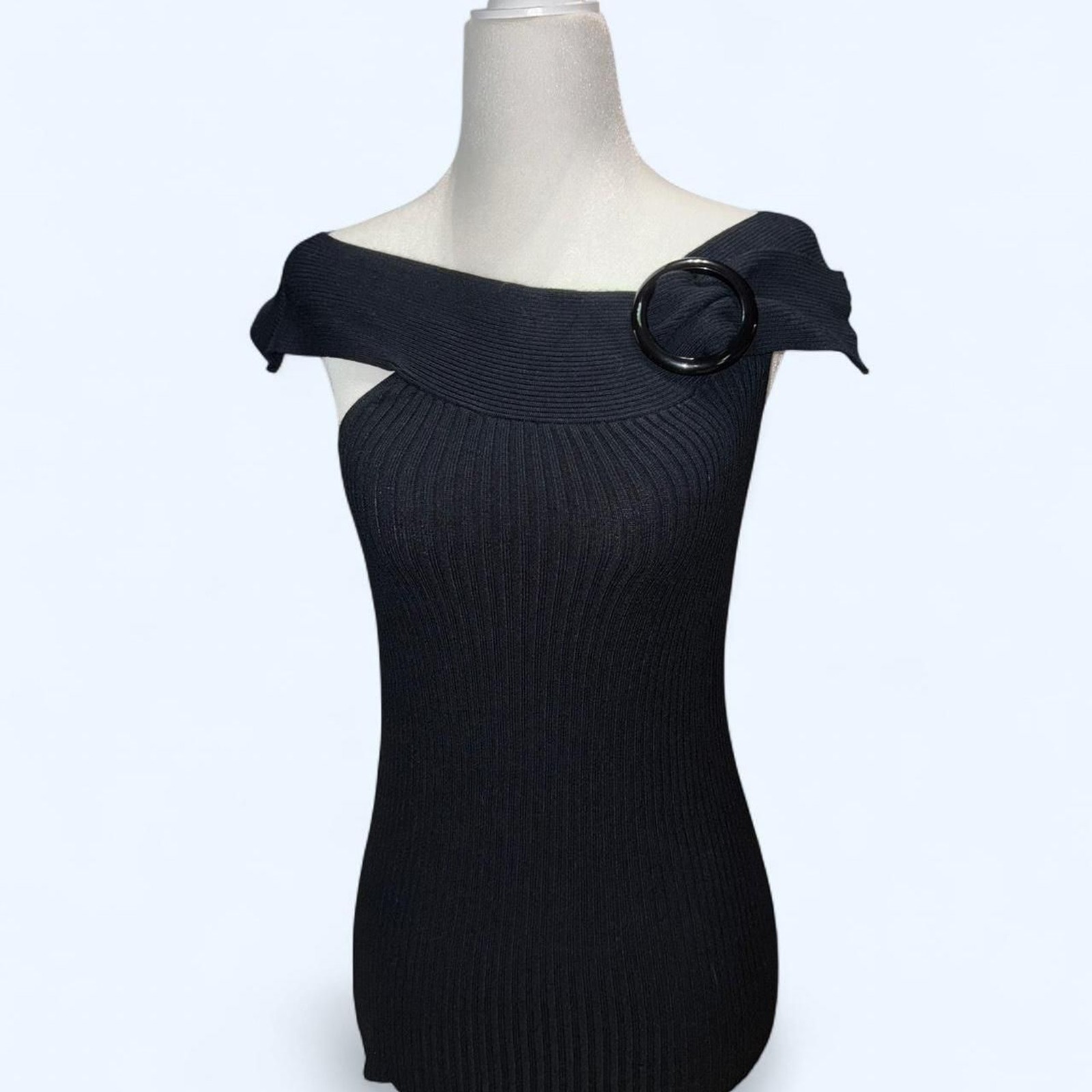 Vintage Chadwicks black ribbed off the shoulder top size S