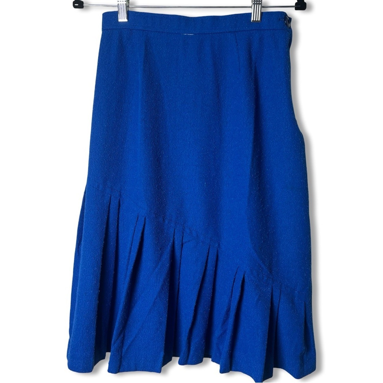 VTG 70s Graff Californiawear Royal Blue Asymmetric Pleated Ruffle Skirt Sz. S