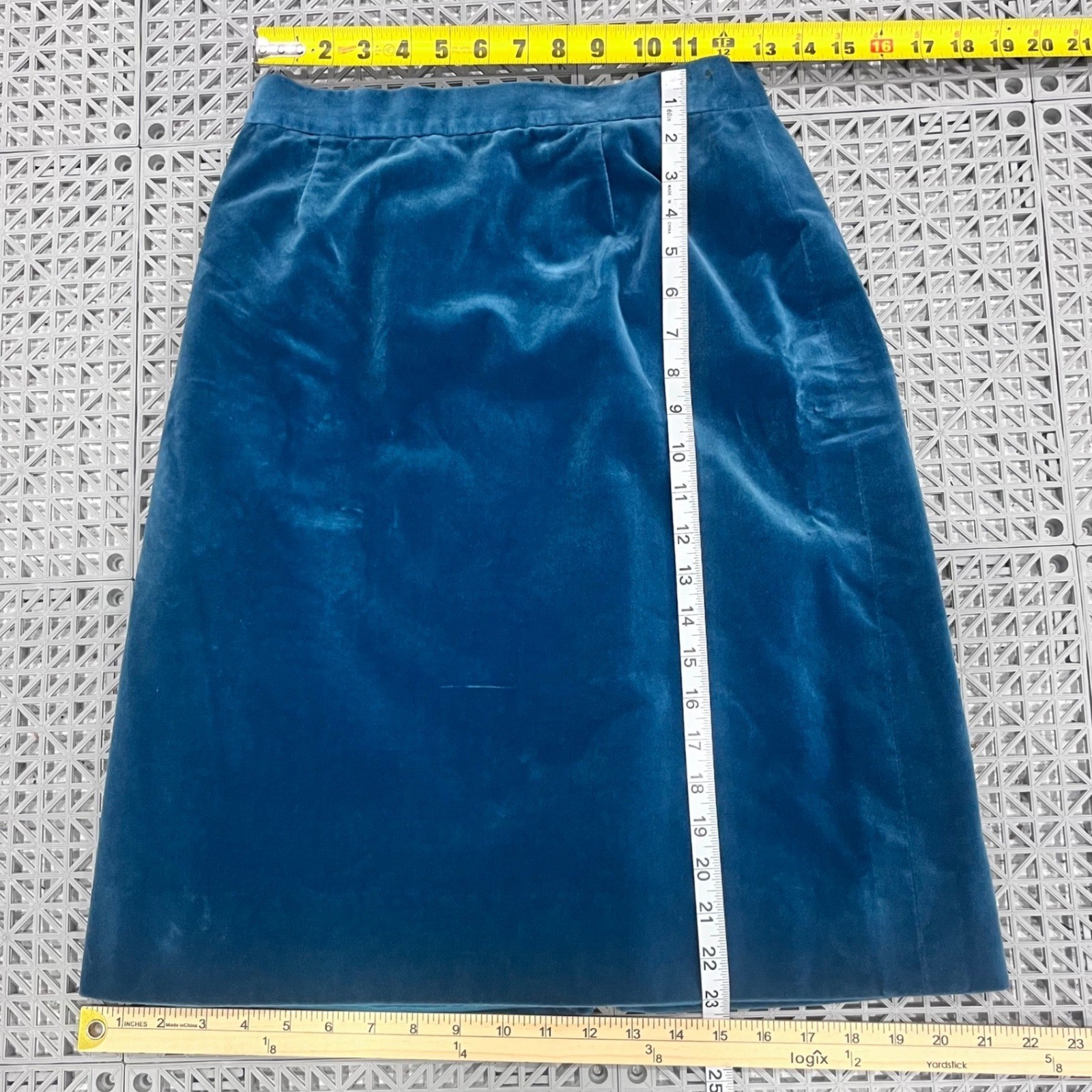 Vintage 70’s Adolph Schumann for Lilli Ann Skirt Suit Womens Teal Blue Velvet