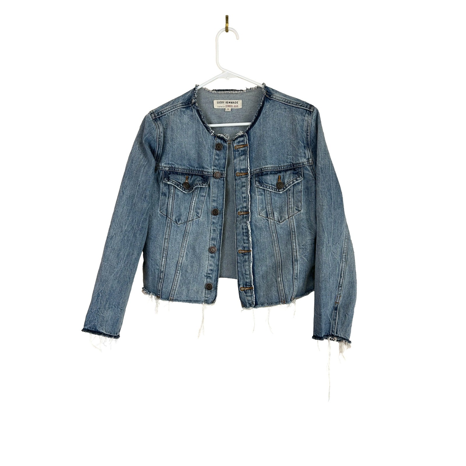 Lucky Brand Remade Denim Blue Jean Jacket 2018 2000’s Sustainable Raw Small S