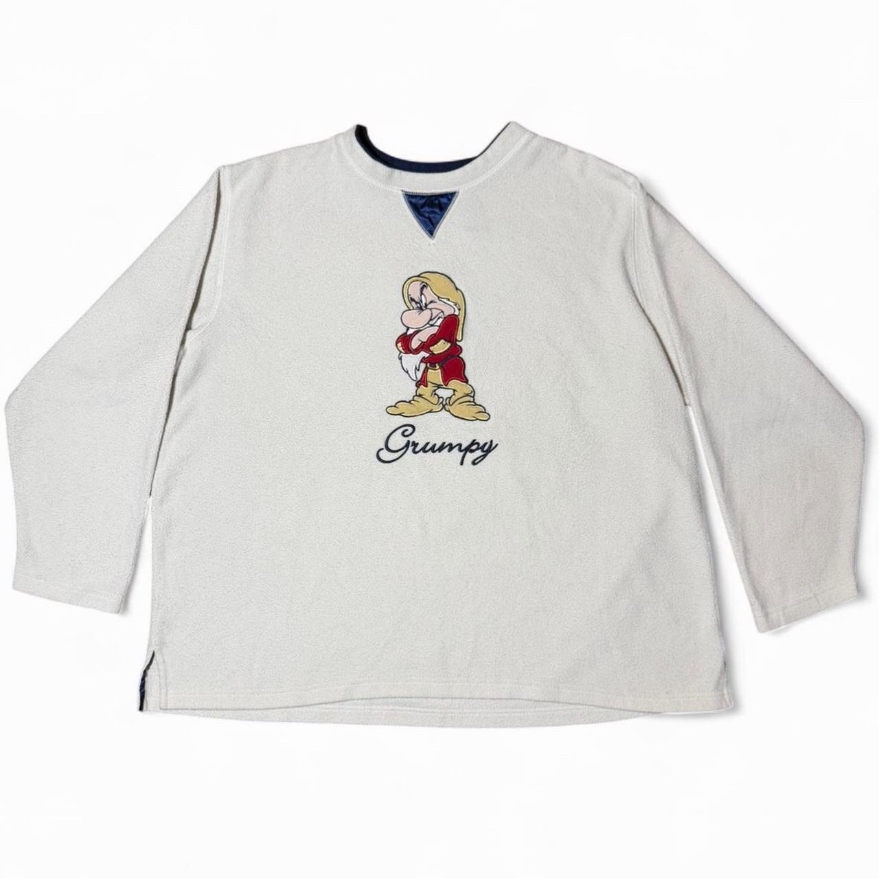 Vintage Y2K Disney Grumpy Snow White Embroidered Fleece Crewneck 26×27” OSFA