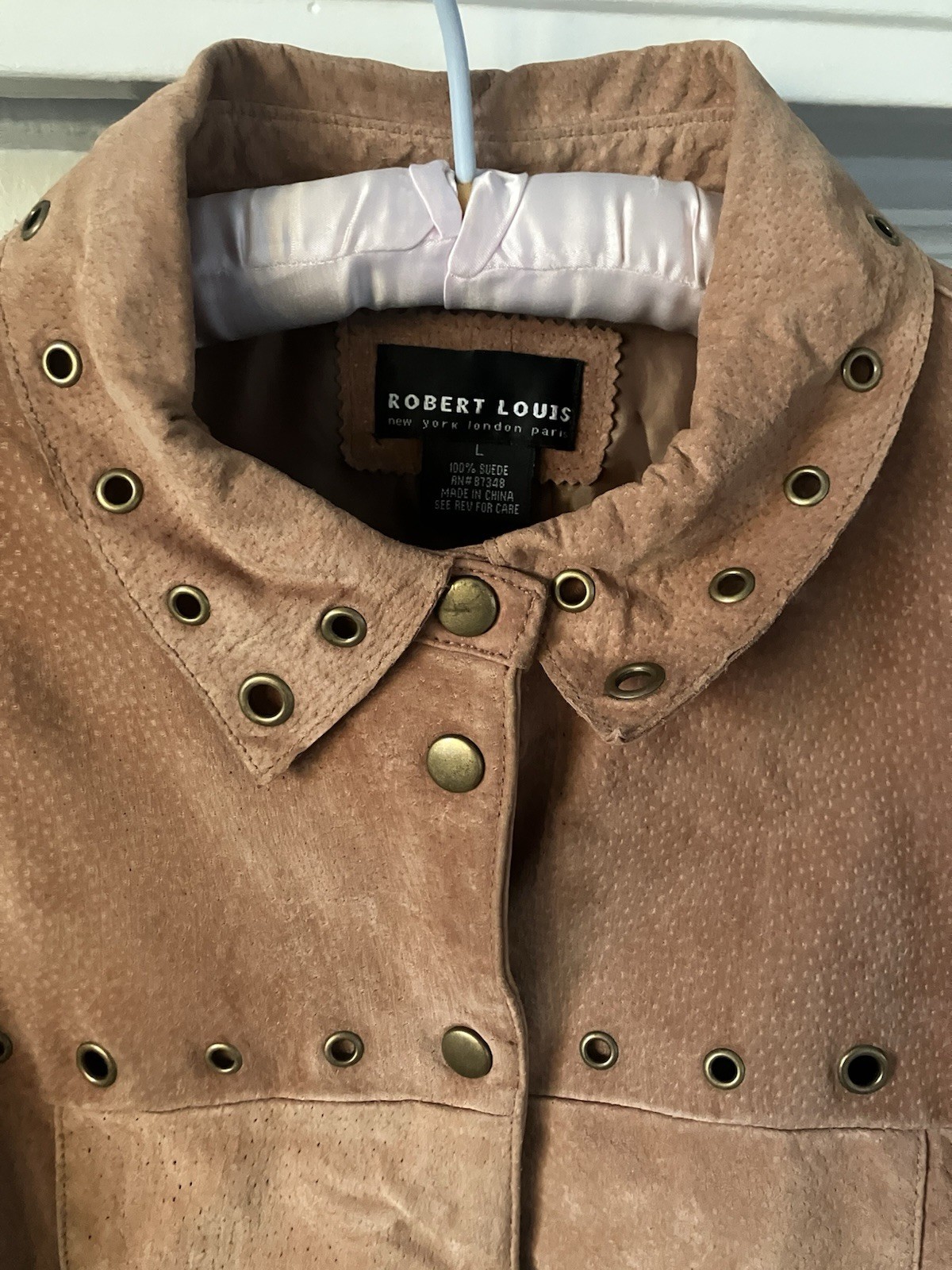 Vintage Y2K Tan Suede Grommet Skirt & Jacket Set In Large By Robert Louis Paris