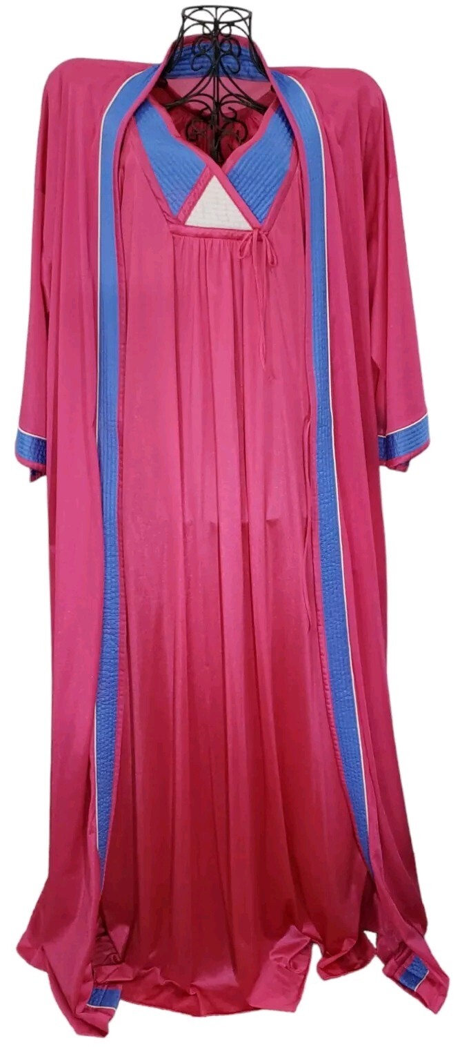 VTG Barad & Co Peignoir Set Robe & Gown Size Med/Large Pink USA ILGWU Lingerie