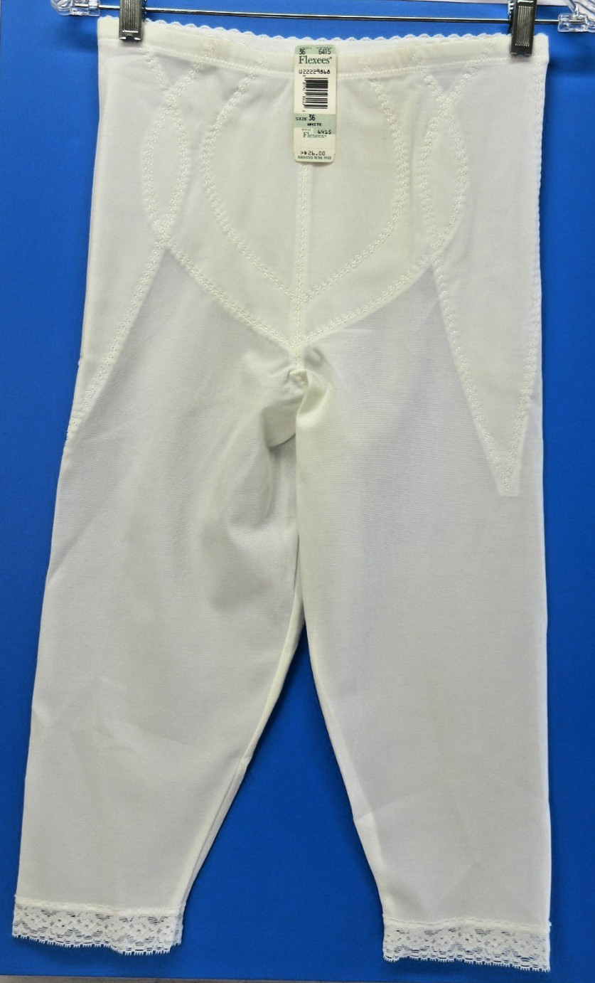 Vtg New FLEXEES 6415 Shaper Long Leg Girdle Pants Liner Leggings White Sz 36