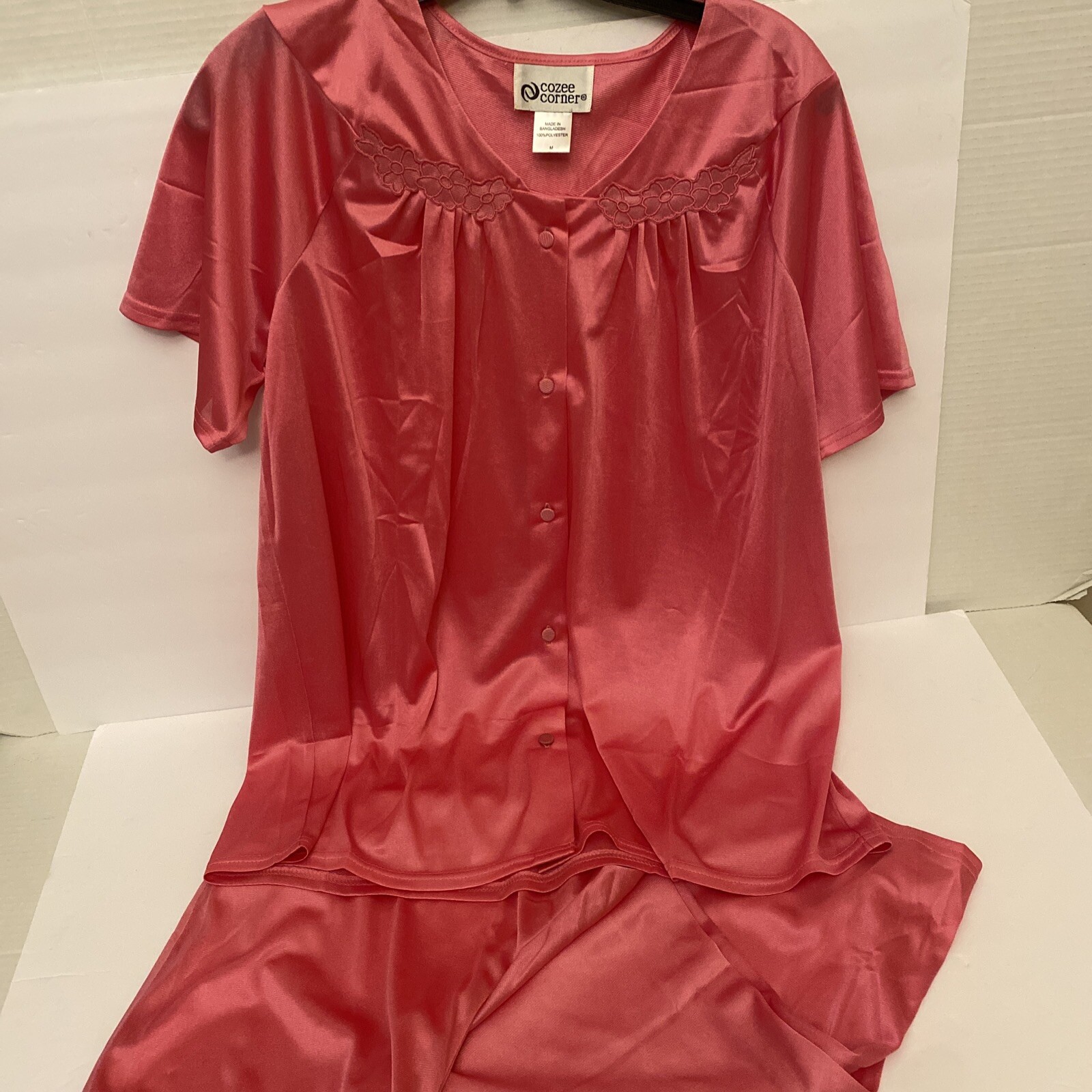 Vtg.2 Pc. Cozee Corner Pink Silky Pajama Set Size Med
