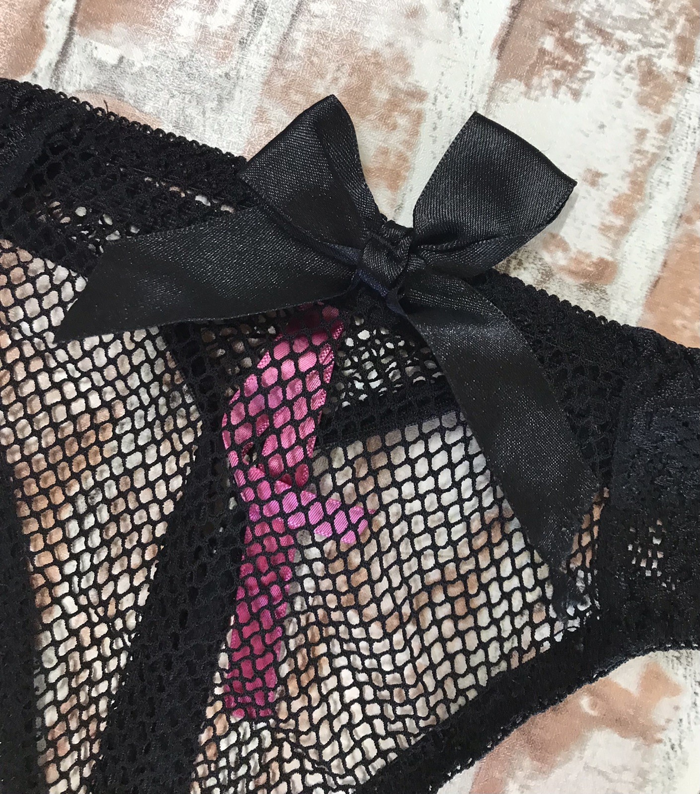 Women’s Seven Til Midnight Sexy Black Net Lingere Panties Thong Size 3x/4x