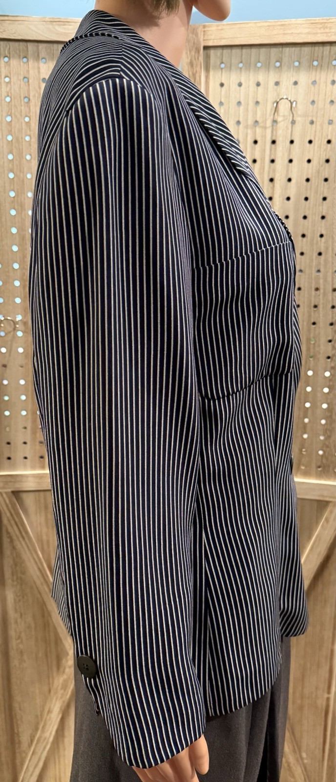 Vintage Giorgio Armani Striped Jacket Blazer Silk Women’s Size 46 US 10