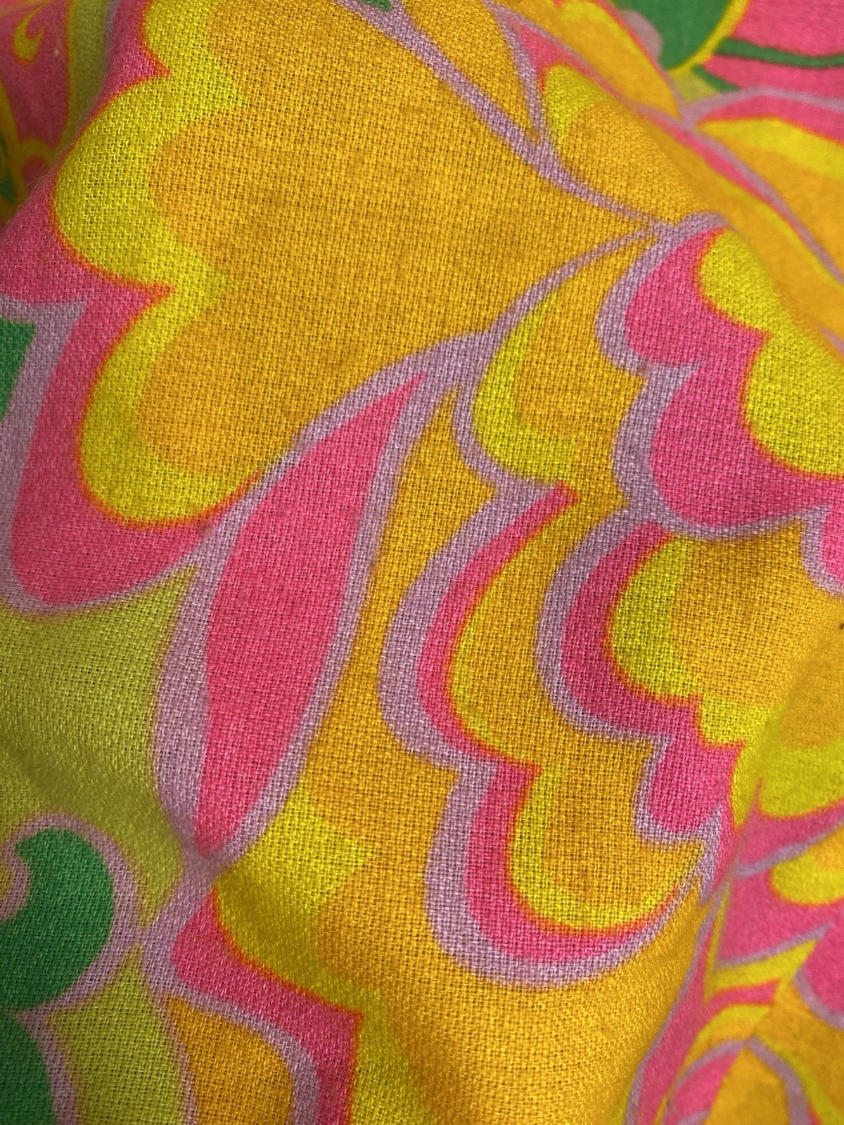 Queens Casual 60’s VTG Mod Psychedelic Floral Cotton Lawn Mock Top Boxy L? NoTag