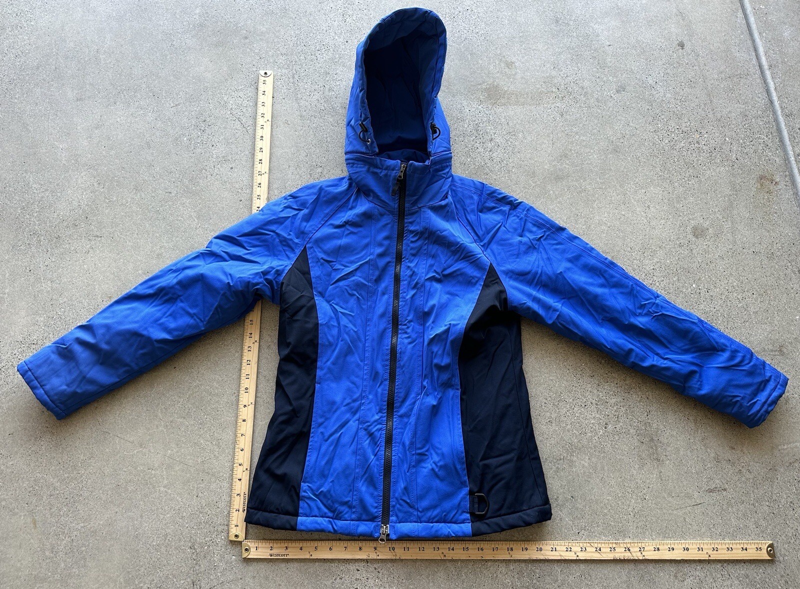 Vintage Eddie Bauer Blue Nylon Blend Insulated Soft Shell Hooded Jacket Size S