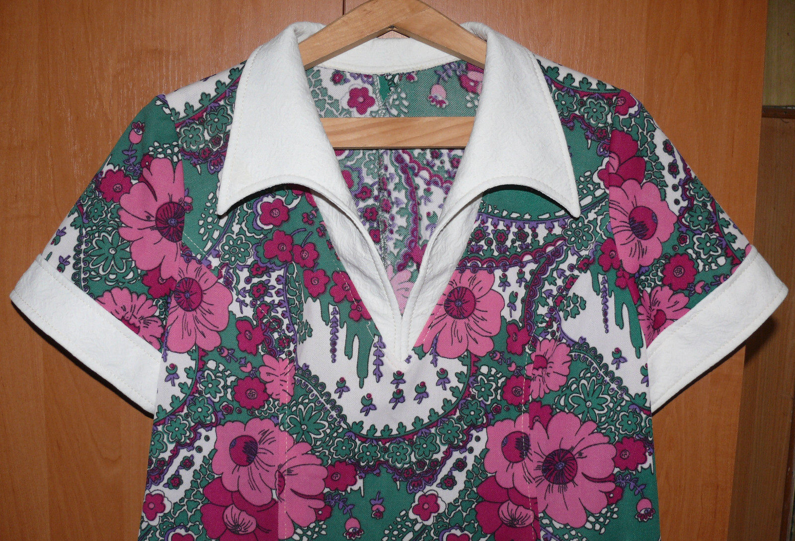 Soviet Crimplen. Vintage Dress from the 1970s. Model Collar, USSR fashion.