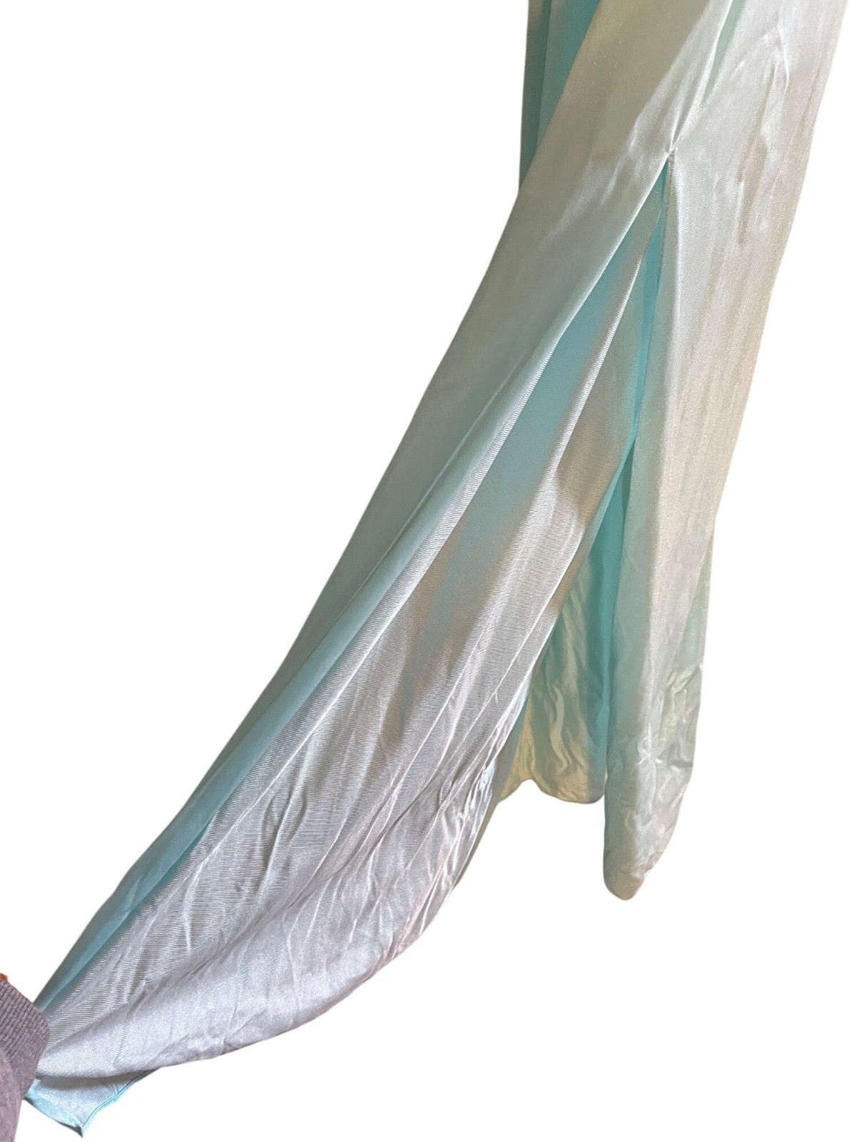 Vintage mint green Nylon Long Nightgown, Maxi slip dress Lace Trim XS USA sexy