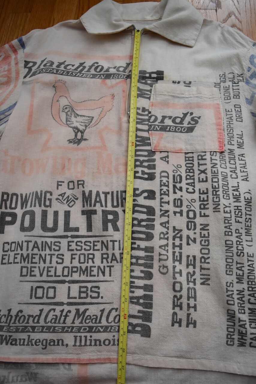 VTG Feed Sack Chicken Tunic Pullover Shirt Grain Sugar Bag Hippie Cottagecore OS
