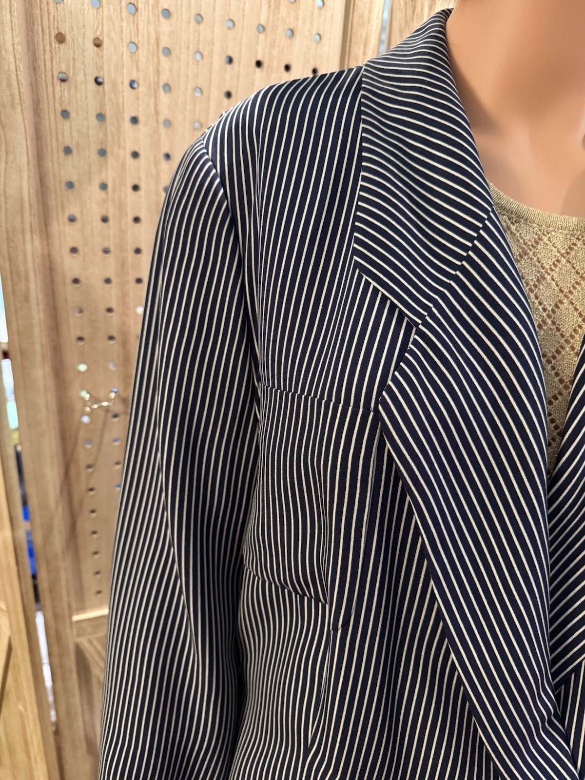 Vintage Giorgio Armani Striped Jacket Blazer Silk Women’s Size 46 US 10