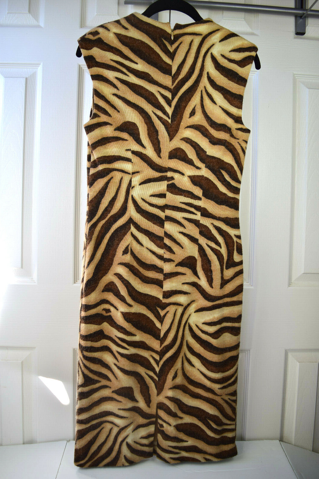 Vintage Mohair Shift Dress David Warren Size 32IN Chest 80s Tiger Print