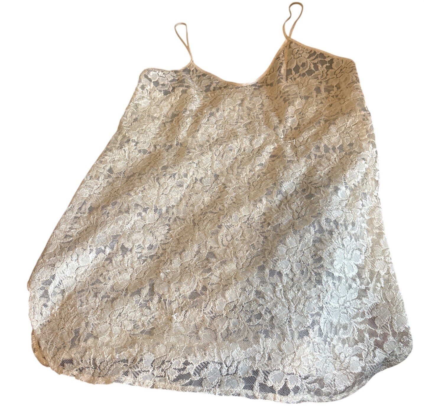 ALEXANDRIA NICOLE Vintage Ivory Short Floral Lace Nightgown Chemise Size Large