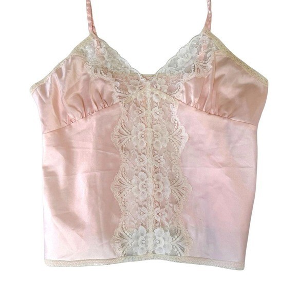 Vintage 90s Lindsay Roscoe Baby Pink Lace Cami Medium