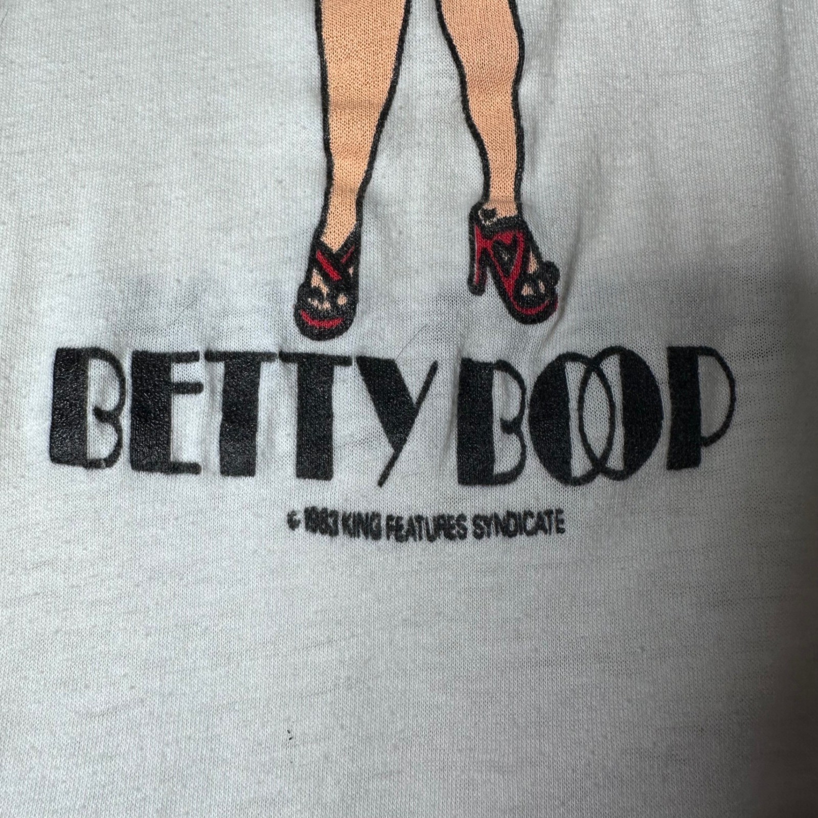 Vintage 1983 Betty Boop Double Sided Graphic T-Shirt White Small Evrywear USA