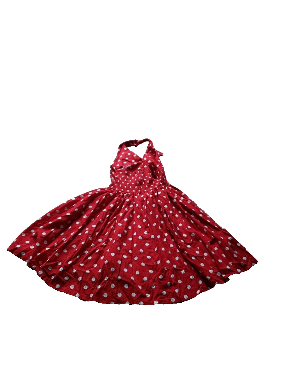 VTG 80s/50s Robbie Bee Red Polka Dot Halter Dress Sz 12 Halloween Pinup Costume