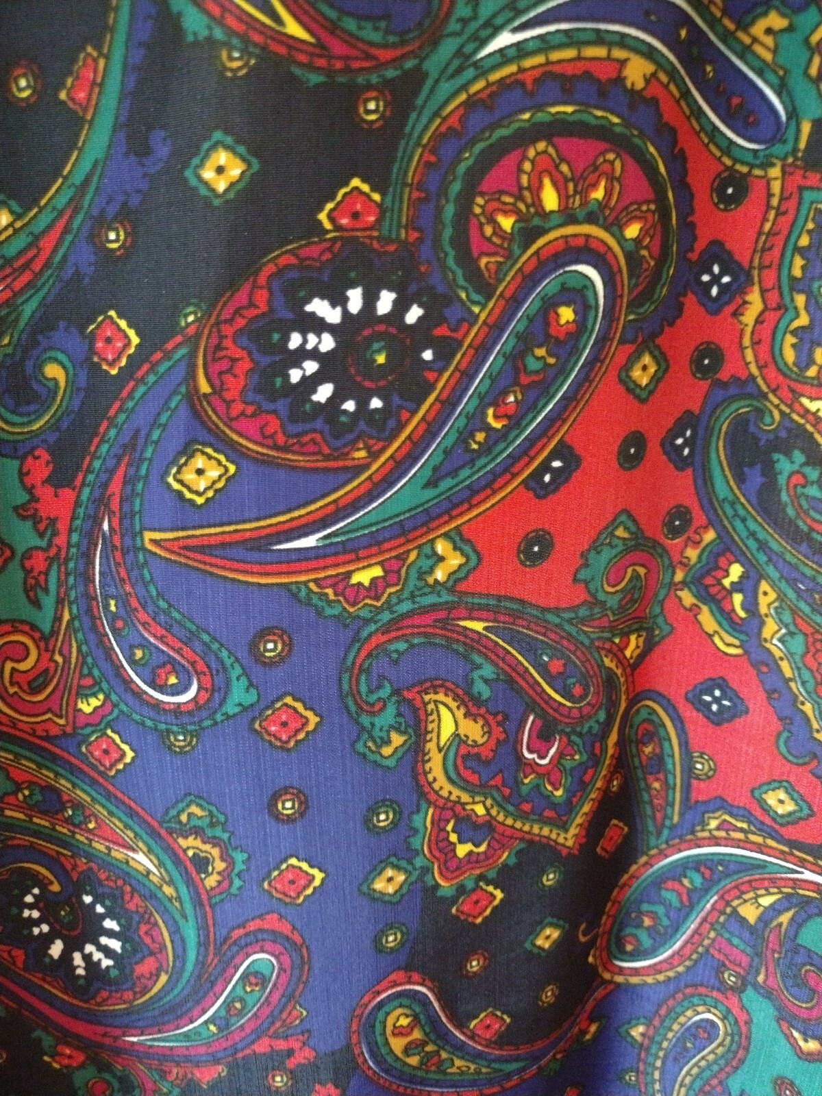 Vtg 70s Sara Stephen Polyester Shirt Button Loud Psychedelic Paisley Mulitcolor
