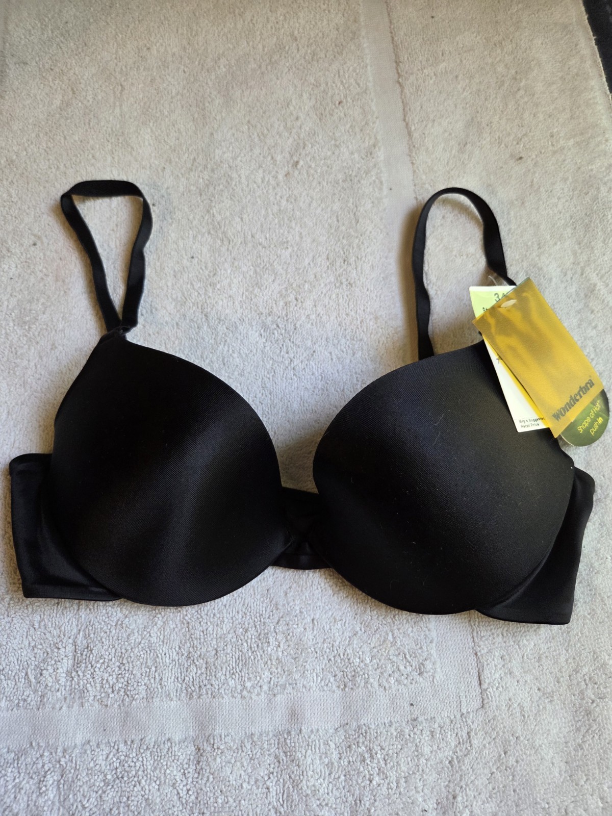 NWT Wonderbra Black Deep Plunge Underwire Bra 34B Style 7843 R $32