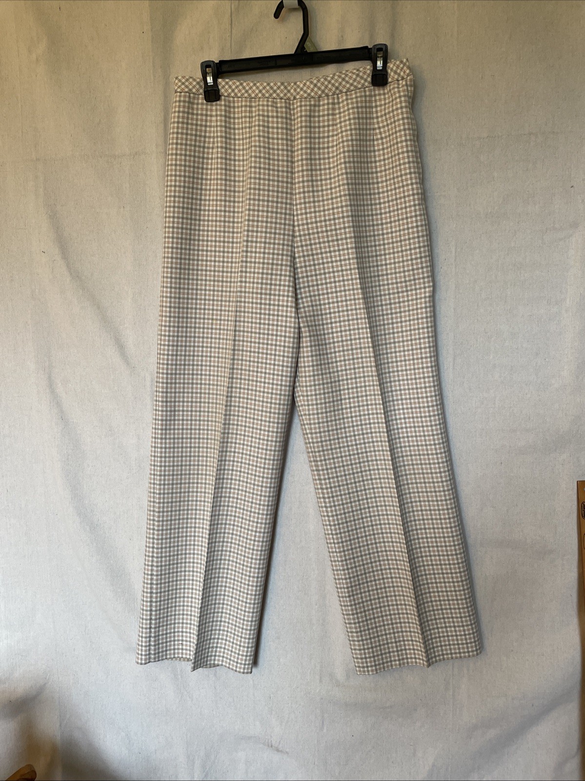 Brownstone Studio Vintage Pantsuit 1970’s Poly Double Knit Neutral Plaid Cool!
